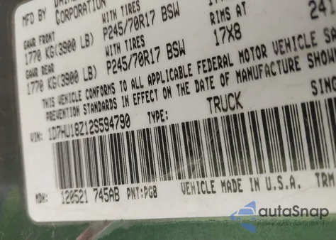 2003 Dodge Ram 1500 from USA, damaged, VIN 1D7HA18N13S199497